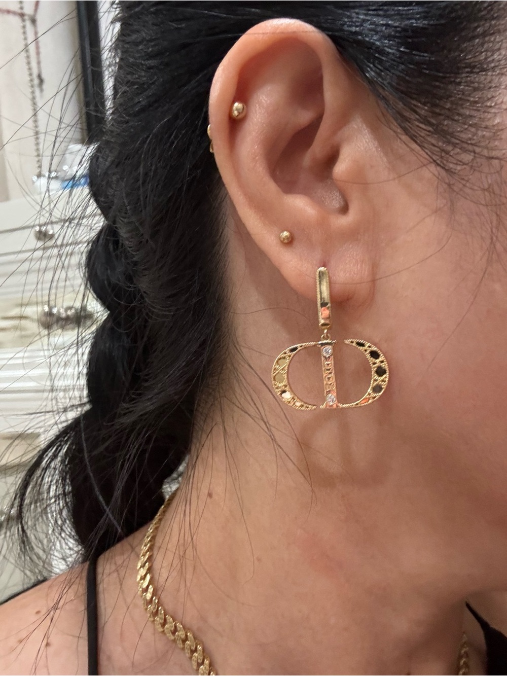 Gold Drop Hoop Earrings - Elegant Women's Jewelry